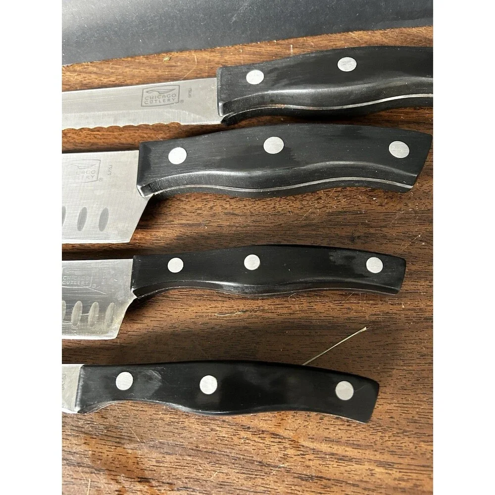 Chicago Cutlery Steak Knife Set Black Handles Set Of 4